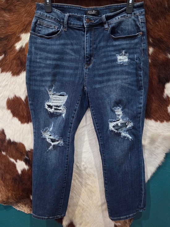 Judy Blue Denim - Judy Blue Dark Wash Distressed Ankle Jeans